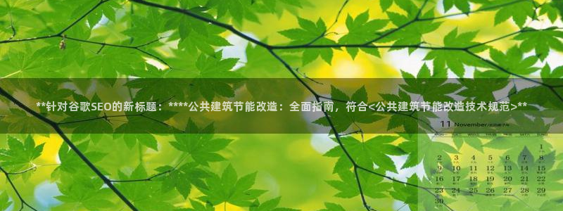 E尊国际网站：**针对谷歌SEO的新标题：****公共建筑节能改造：全面指南，符合<公共建筑节能改造技术规范>**