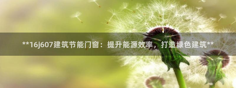 e尊平台：**16j607建筑节能门窗：提升能源效率，打造绿色建筑**
