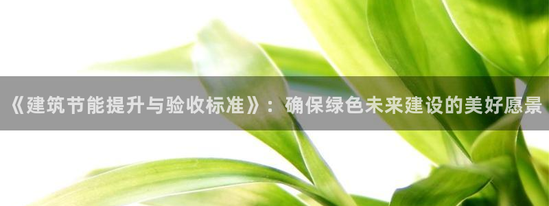 e尊国际平台：《建筑节能提升与验收标准》：确保绿色未来建设的美好愿景